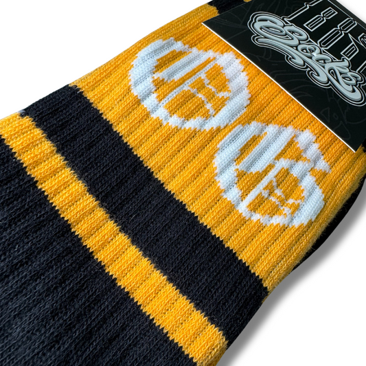 og tangerine black stripe socks